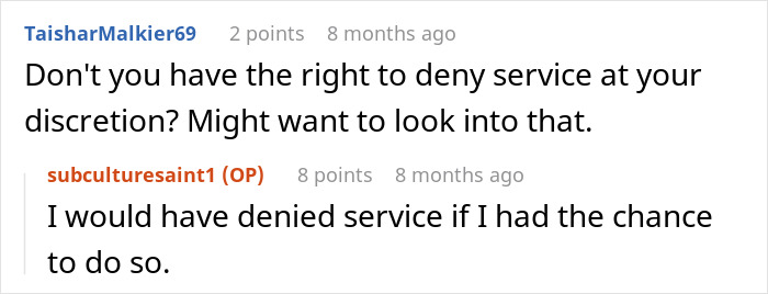 Screenshot of an online discussion about boomers breaking into a barbershop and calling cops on the owner. Screenshot of an online discussion about boomers breaking into a barbershop and calling cops on the owner.