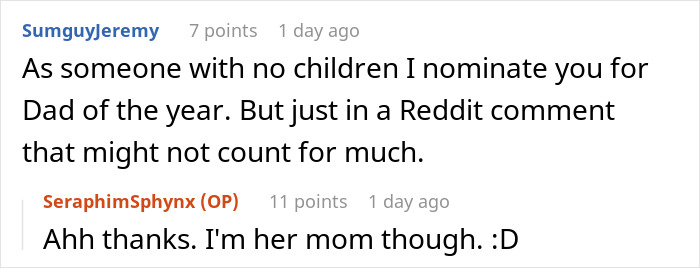 Reddit user thanks toddler Karen banned story mom in comment reply with lighthearted tone. - 22