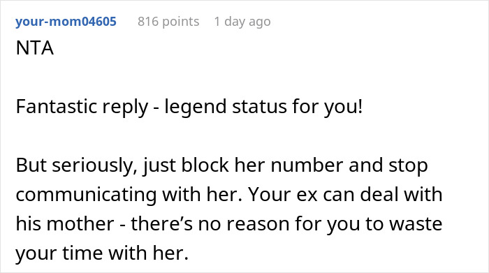 Comment on a post showing support for a mom clapping back at ex’s family with screenshots after false money accusations. - 27