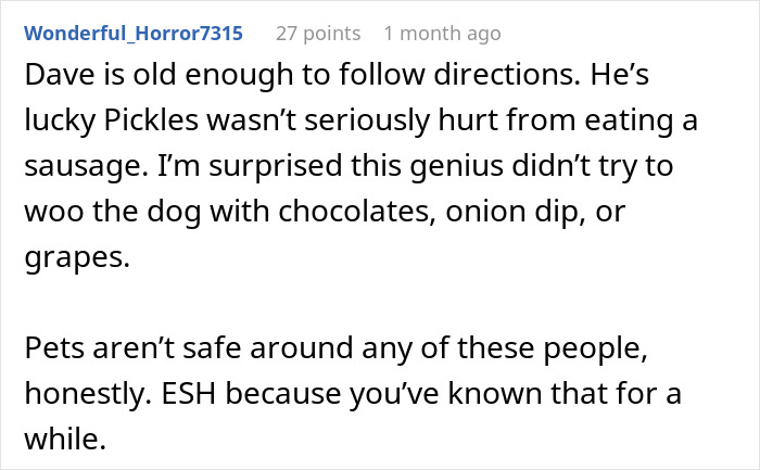 Screenshot of a Reddit comment discussing a woman refusing to replace nephew&rsquo;s jacket ruined by dog&rsquo;s accident.