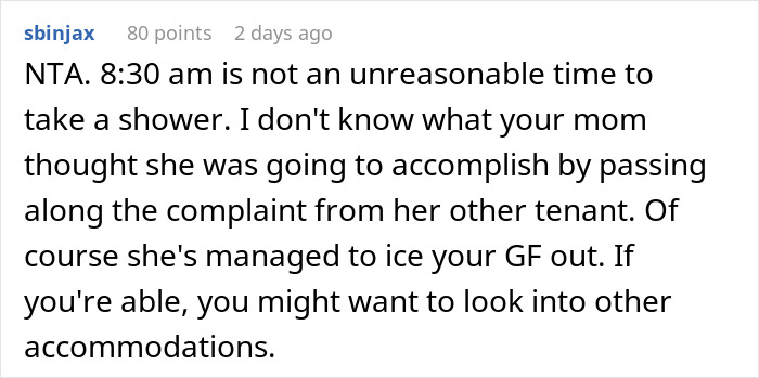 Reddit comment discussing confusion over girlfriend not visiting in the mornings causing drama with mom. Reddit comment discussing confusion over girlfriend not visiting in the mornings causing drama with mom.
