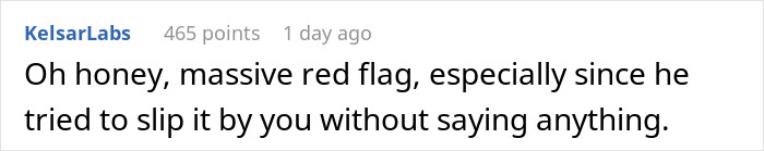 Screenshot of an online comment about a bride&rsquo;s protests to change caterer ignored by groom's ex, leading to wedding cancellation.