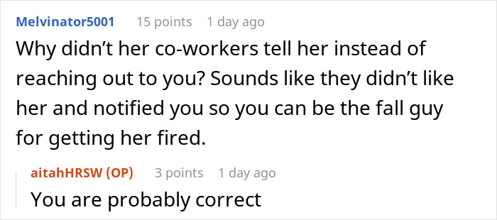 Reddit comment discussing getting a new nurse fired over false accusations involving family and workplace conflict. Reddit comment discussing getting a new nurse fired over false accusations involving family and workplace conflict.