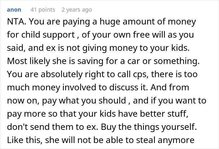 Alt text: Man discusses paying child support and calling CPS after seeing kids in tattered clothes, raising concerns about misuse of funds. - 31