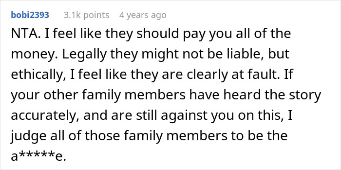 Comment on a forum about woman missing flight babysitting niece and being denied compensation by parents. - 10