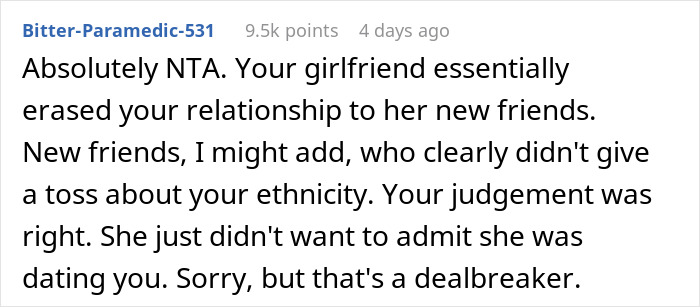 Reddit comment discussing a man demoted to friend by girlfriend and his reaction as a flirty bachelor.