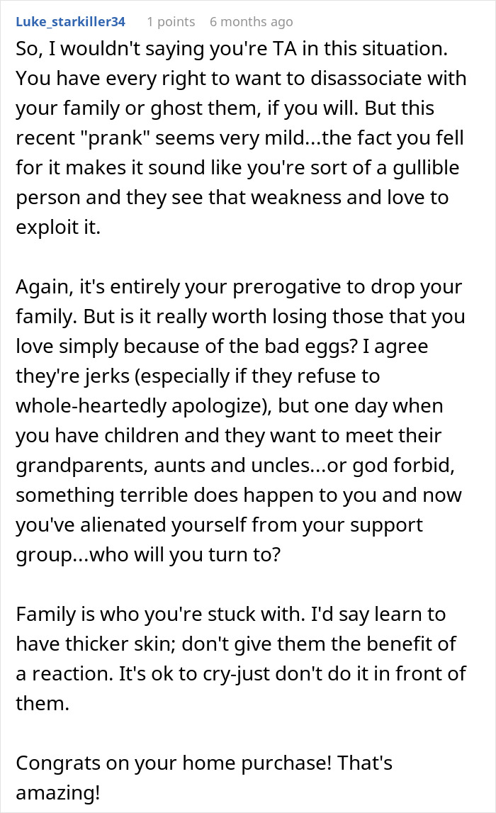 Reddit user discusses family stages fake legal notice prank and the choice to cut contact with relatives. Reddit user discusses family stages fake legal notice prank and the choice to cut contact with relatives.