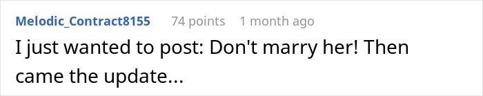 Reddit comment warning against marrying, discussing a man crushed after wife cheats and his journey to healing and reunion. - 45