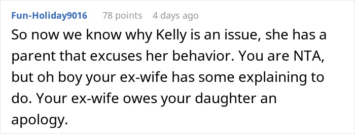 Screenshot of a forum comment discussing a mom inviting an unwanted guest to her daughter’s party and an expected apology. Screenshot of a forum comment discussing a mom inviting an unwanted guest to her daughter’s party and an expected apology.