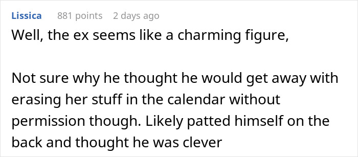 Screenshot of online comment discussing a man canceling his girlfriend’s plans for a cycle trip instead of watching his daughter. Screenshot of online comment discussing a man canceling his girlfriend’s plans for a cycle trip instead of watching his daughter.