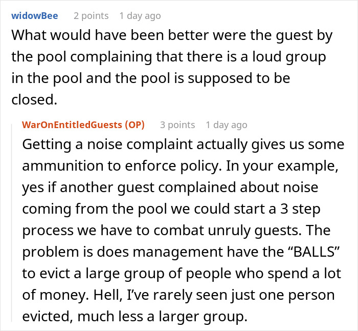 Discussion about an obnoxious Karen being allowed to use a hotel pool after it was closed despite complaints. - 27