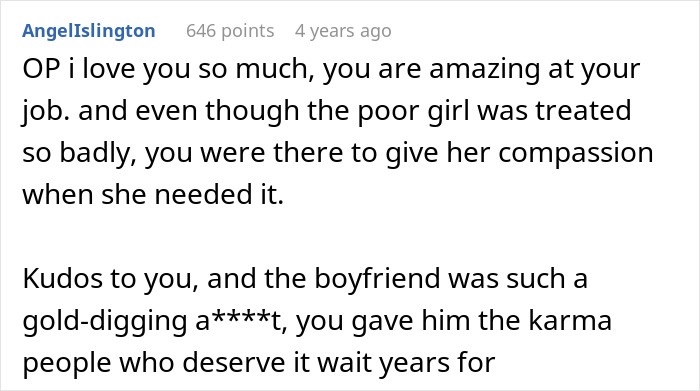 Hotel employee supports guest and exposes cheating gold digger boyfriend, using her power to deliver karma and justice.