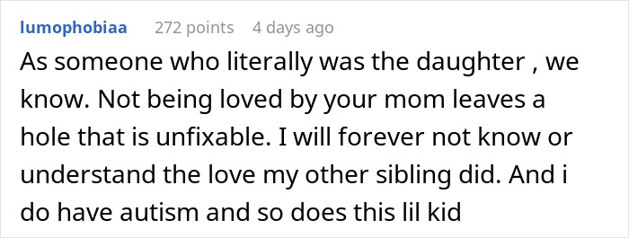 Comment from user discussing a mom&rsquo;s brutal honesty sparking backlash about a return program and family struggles.