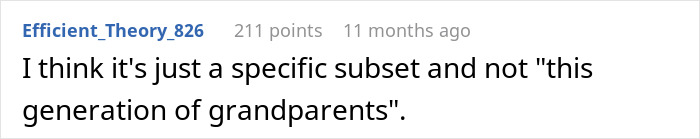 Screenshot of an online comment discussing opinions about modern parents and generational differences in parenting styles. Screenshot of an online comment discussing opinions about modern parents and generational differences in parenting styles.