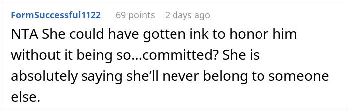 Screenshot of a Reddit comment discussing how a friend&rsquo;s tattoo is affecting her love life, referencing Titanic.