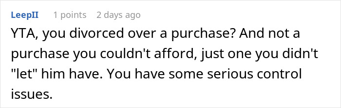 Screenshot of a Reddit comment discussing divorce and control issues after kids choose to go no-contact with their dad.