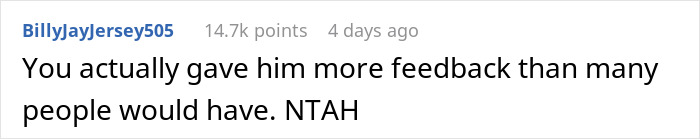 Screenshot of a user comment discussing a job interview with a 99% chance of getting hired but blowing it quickly.