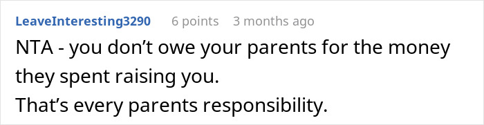 Comment on a forum stating a teen refuses to sacrifice her future to fix parents’ financial mistakes, emphasizing parental responsibility. - 28