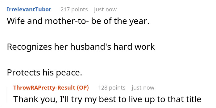 Screenshot of a forum conversation about parents wanting to wake a man who sleeps past noon despite having a pregnant wife.