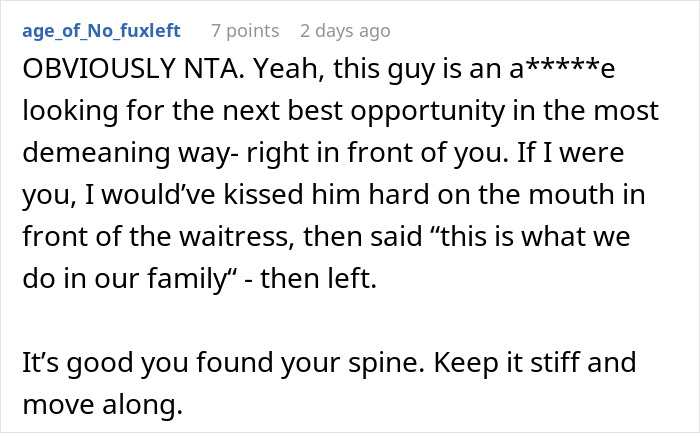 Screenshot of a Reddit comment discussing a man calling his girlfriend&rsquo;s sister with strong advice to stay firm and move on.