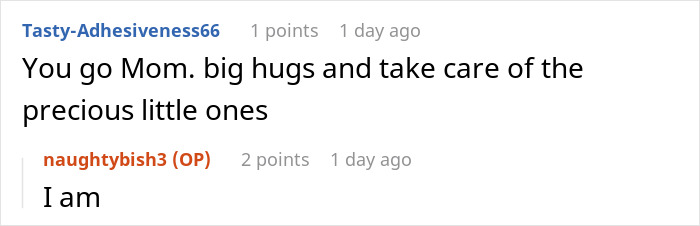 Screenshot of an online conversation about a man facing legal consequences as a deadbeat dad refusing a wife&rsquo;s favor.