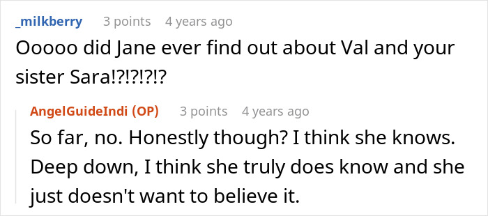 Online conversation about a lady’s revenge on sister’s bad ex by convincing his wife to unknowingly name their baby. - 45