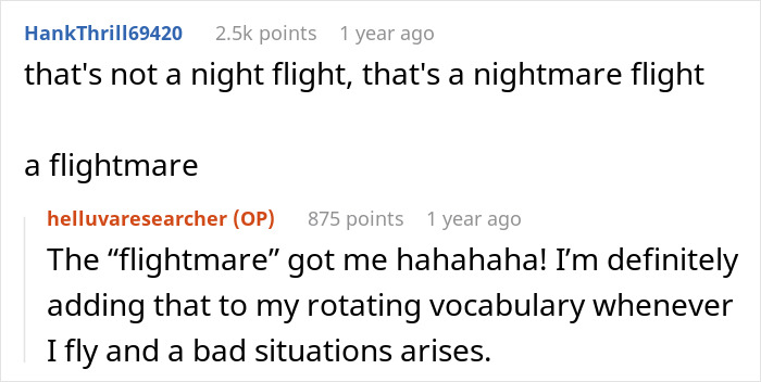 Reddit comments discussing a chaotic flight experience with rowdy kids and parents drinking behind a fellow passenger. - 19