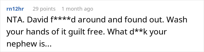 Screenshot of a user comment discussing a woman refusing to replace her nephew&rsquo;s jacket ruined by a dog&rsquo;s accident online.