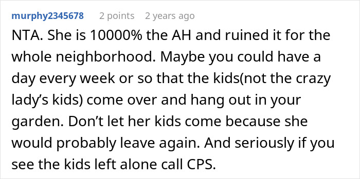 Reddit comment discussing a man banning children from his property due to an entitled parent causing neighborhood issues. - 44