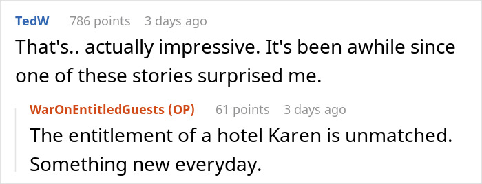 Screenshot of a conversation about Karen's kid pooping in a hotel pool and the entitlement of a hotel Karen. - 15