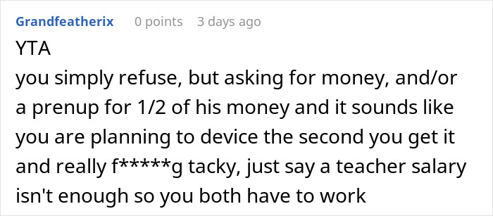 Screenshot of a forum comment discussing in-laws demanding a woman quit her job as it’s emasculating their son. - 50