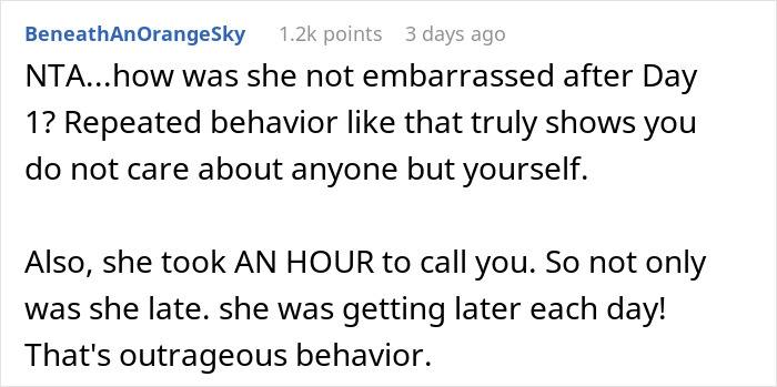 Screenshot of an online forum discussing a tourist oversleeping multiple days and blaming the guide for not waking her. - 20