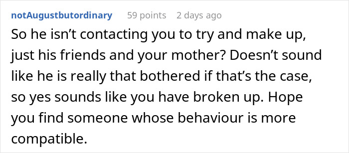 Screenshot of a Reddit comment discussing relationship issues related to a man calling his girlfriend sister.