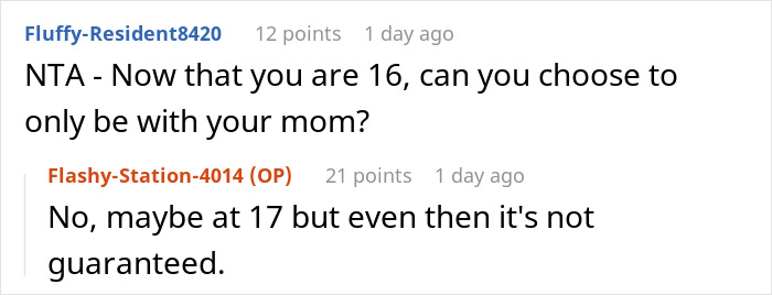 Reddit comments discussing a dad wanting his daughter to accept stepmom and kids rejecting him, blame on dad. - 20