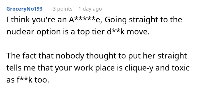 Screenshot of a Reddit comment criticizing workplace toxicity related to a nurse accusing someone of an affair. Screenshot of a Reddit comment criticizing workplace toxicity related to a nurse accusing someone of an affair.