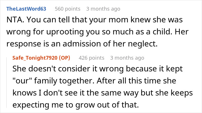 Screenshot of a Reddit conversation discussing a guy refusing to relocate his wedding for his disabled stepsister. - 22