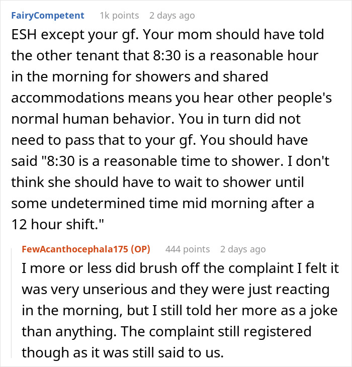 Text conversation about man confused why his girlfriend stopped morning visits causing drama with his mom over shower timing. Text conversation about man confused why his girlfriend stopped morning visits causing drama with his mom over shower timing.
