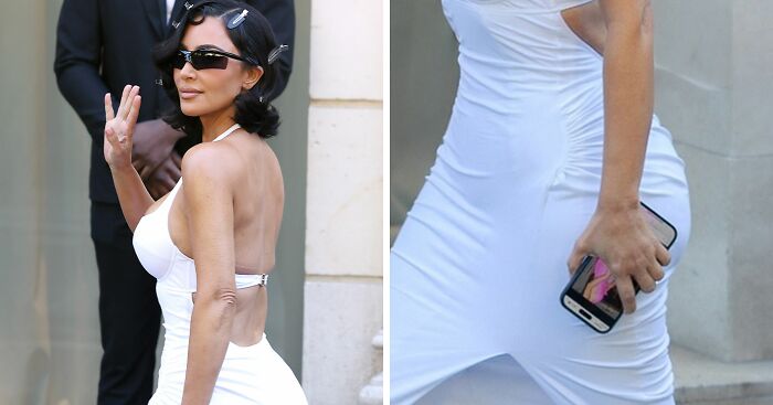 Kim Kardashian Caught Googling Herself While Wearing Controversial Brand At Paris Fashion Week