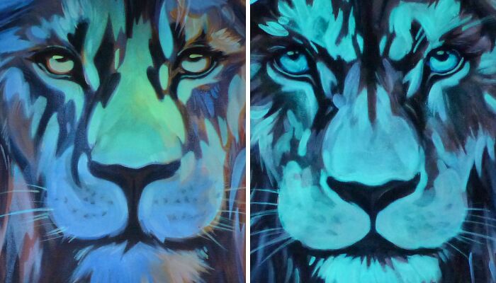I Make Glow In The Dark Lion Paintings (7 Pics)