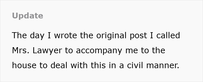 Text update regarding father and son conflict over house lock change, involving legal and police action.