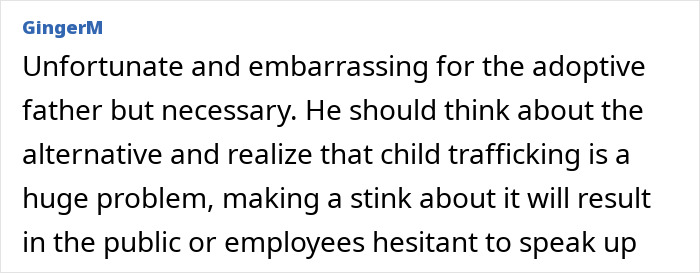 Comment discussing child trafficking concerns related to a foster dad accused by United Airlines crew.