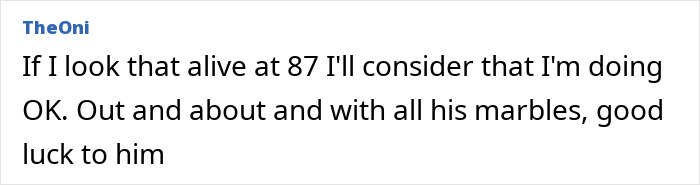 Comment by user TheOni expressing support for Jack Nicholson&rsquo;s health despite his frail appearance at age 87