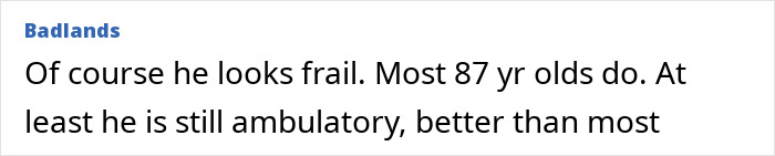 Text from fan comment about Jack Nicholson&rsquo;s frail appearance, addressing his health concerns and mobility.