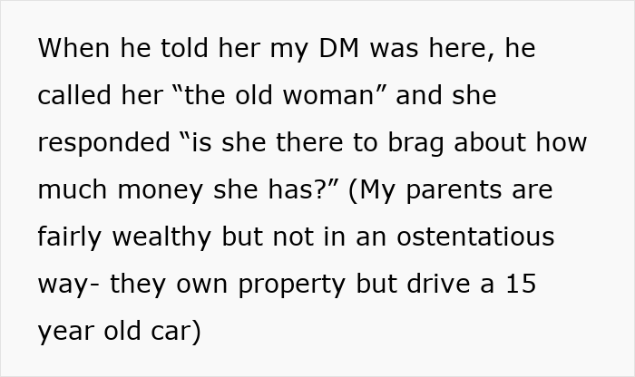 Text screenshot showing a woman discovers husband texted his mother about lies, discussing family wealth and property ownership.