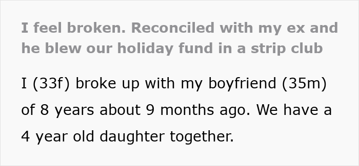 Man cancels girlfriend’s plans to go on cycle trip instead of spending time with his daughter. Man cancels girlfriend’s plans to go on cycle trip instead of spending time with his daughter.