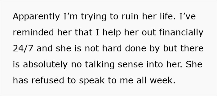 Text excerpt from a conflict about stealing daughter's trust fund and ongoing financial support tensions.