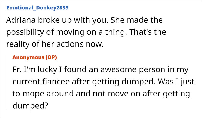 Screenshot of an online discussion about a man threatening to cut off his mother after she stays friends with his vengeful ex. - 23