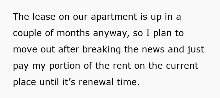 Text discussing lease ending soon and plans to move out after sharing news, reflecting heartbroken woman and polyamory topic. - 51