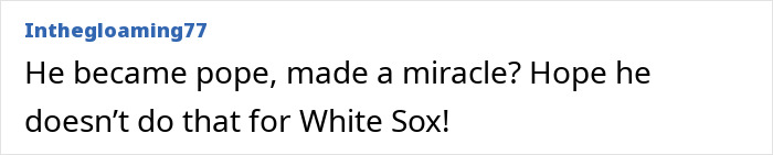 Comment text mentioning a pope, miracle, and hope about sports, related to doctor involved in Pope Leo’s miracle. - 20