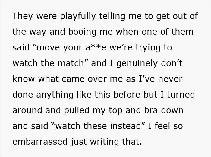 Text excerpt describing a drunk wife flashing husband’s friends, facing verbal attacks and physical violence. - 5